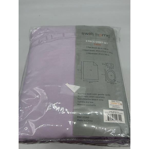 Swift Home 3pc Twin size sheet set lavender New bedding set - Picture 1 of 3